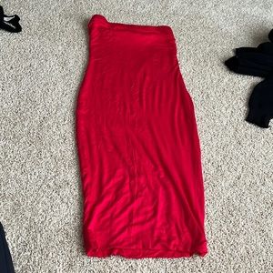 Red midi tube top dress